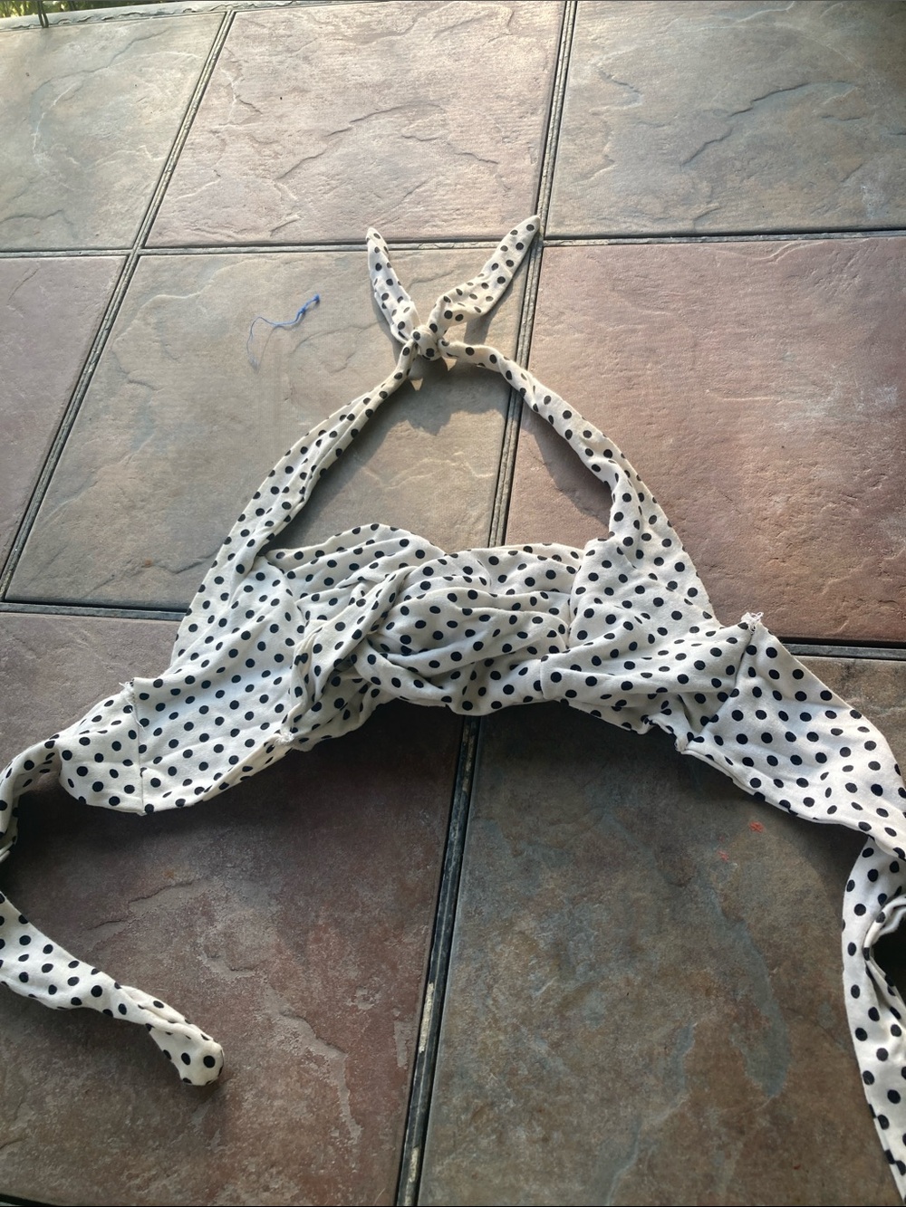 Y2K Vintage Polka Dot Halter Bikini Top - Black on White - Picture 2 of 11